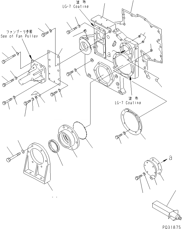 Схема запчастей Komatsu SA6D170-B-1D - ПЕРЕДН. КРЫШКАAND ПЕРЕДН. СУППОРТ БЛОК ЦИЛИНДРОВ