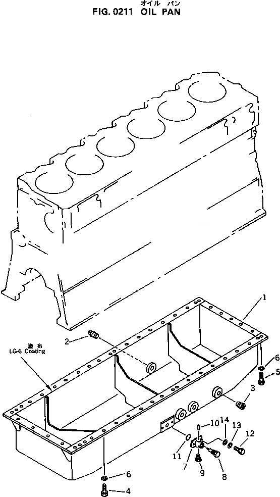 Схема запчастей Komatsu SA6D170-B-1D - МАСЛЯНЫЙ ПОДДОН БЛОК ЦИЛИНДРОВ