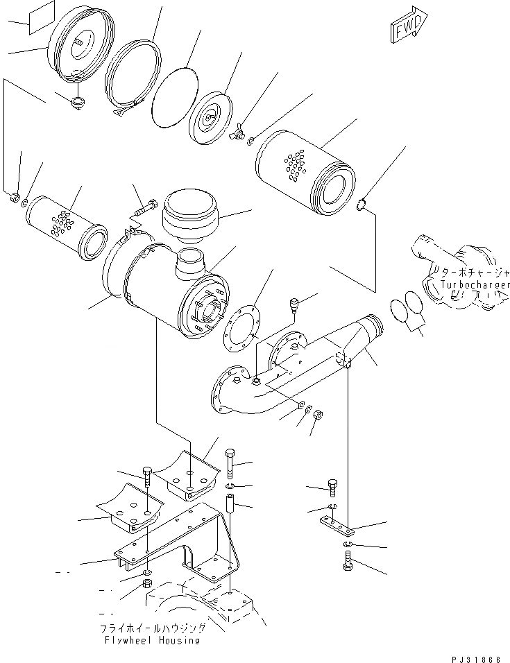 Схема запчастей Komatsu SA6D170-B-1E - ВОЗДУХООЧИСТИТЕЛЬ (КРОМЕ ЯПОН.) ГОЛОВКА ЦИЛИНДРОВ