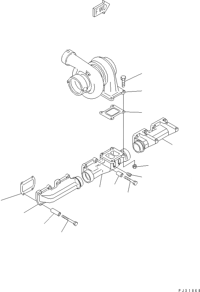 Схема запчастей Komatsu SA6D170-B-1E - ВЫПУСКНОЙ КОЛЛЕКТОР И ТУРБОНАГНЕТАТЕЛЬ ГОЛОВКА ЦИЛИНДРОВ