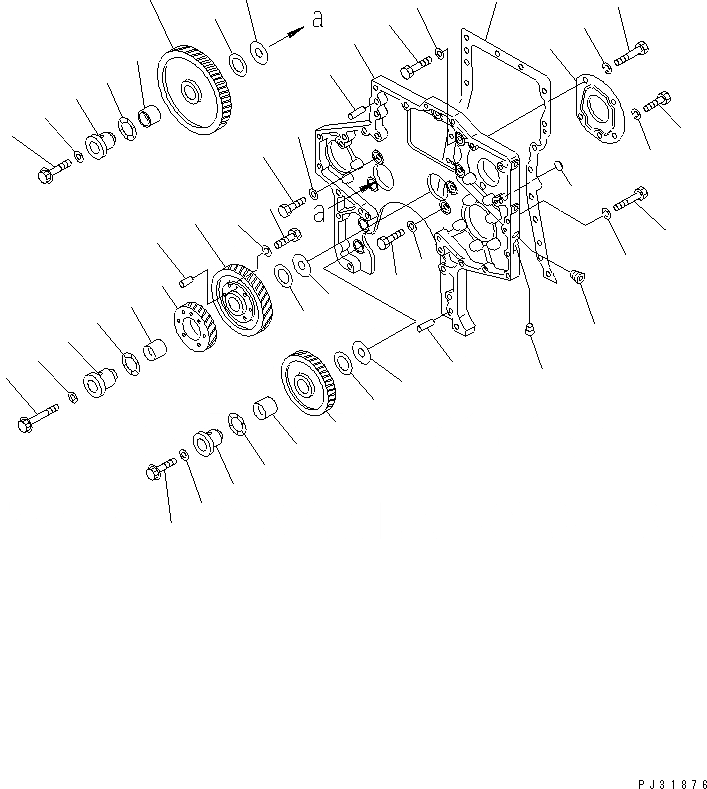 Схема запчастей Komatsu SA6D170-B-1E - КОРПУС ШЕСТЕРЕНН. ПЕРЕДАЧИ КРЫШКАAND ПРИВОД БЛОК ЦИЛИНДРОВ