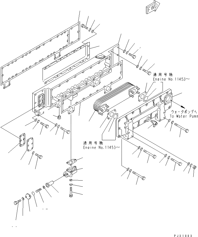 Схема запчастей Komatsu SA6D170-B-1E - СИСТЕМА СМАЗКИ МАСЛООХЛАДИТЕЛЬ СИСТЕМА СМАЗКИ МАСЛ. СИСТЕМА