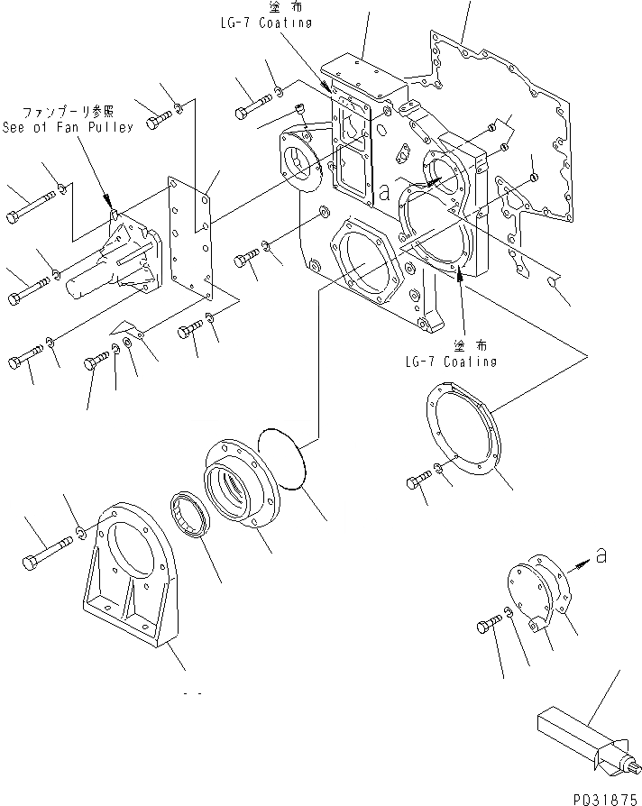 Схема запчастей Komatsu SA6D170-B-1E - ПЕРЕДН. КРЫШКАAND ПЕРЕДН. СУППОРТ БЛОК ЦИЛИНДРОВ