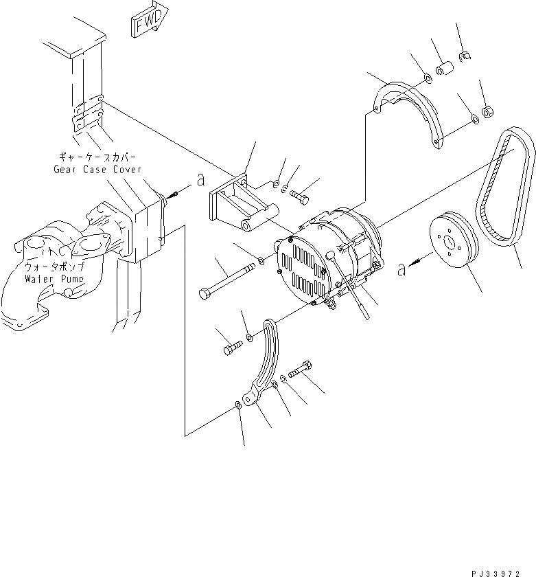 Схема запчастей Komatsu SA6D170-B-1J - ГЕНЕРАТОР И КРЕПЛЕНИЕ (A¤ 7A) ЭЛЕКТРИКА