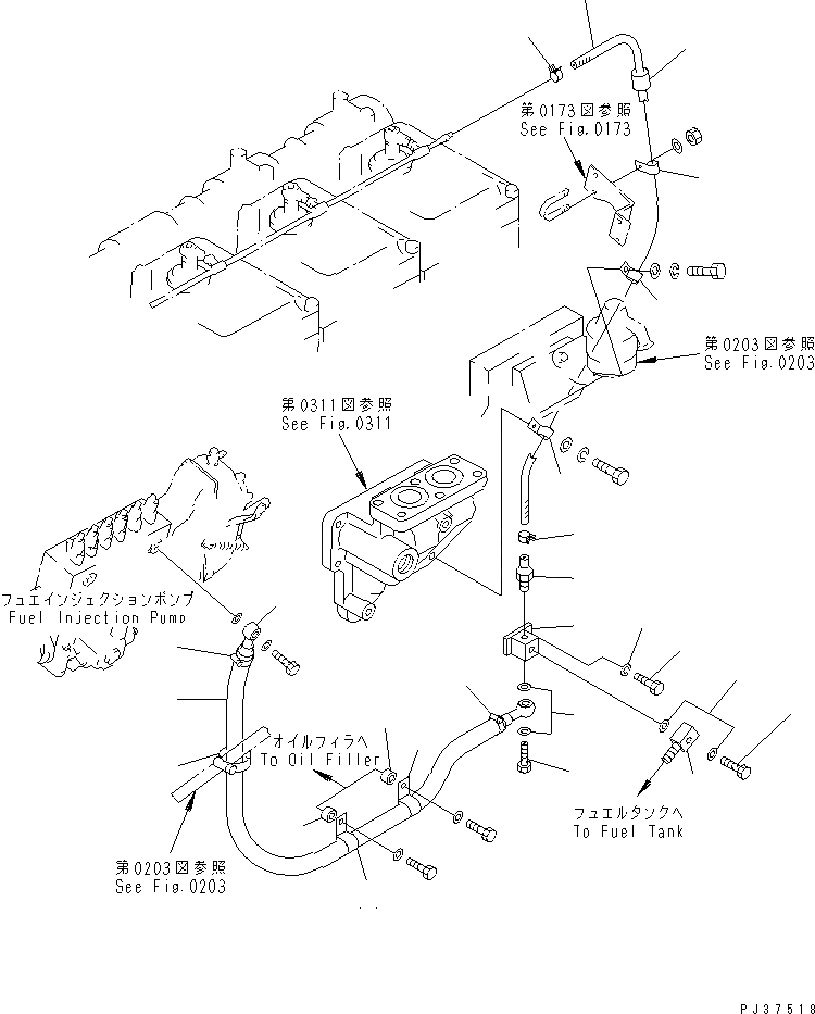 Схема запчастей Komatsu SA6D170-B-1J-R - ТОПЛ. НАСОС ТРУБЫ (/) (МОРОЗОУСТОЙЧИВ. СПЕЦ-Я) ТОПЛИВН. СИСТЕМА