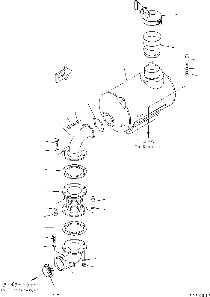 Схема запчастей Komatsu SA6D170-B-1F-SP - ГЛУШИТЕЛЬ И КРЕПЛЕНИЕ ГОЛОВКА ЦИЛИНДРОВ