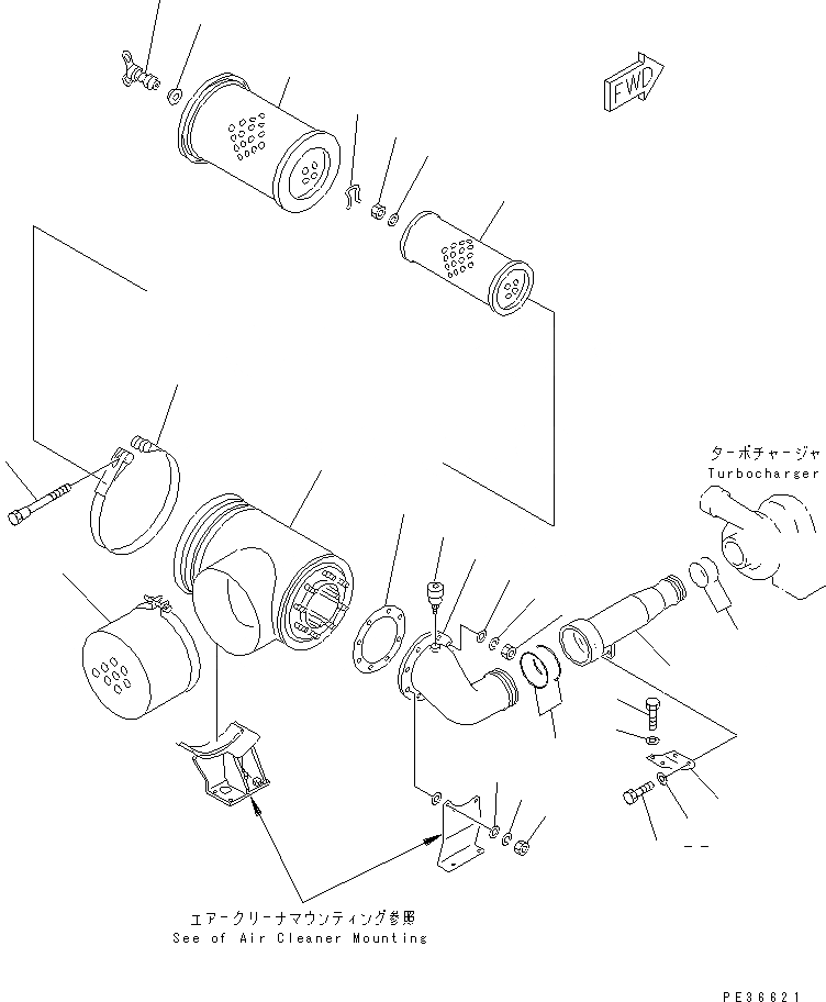 Схема запчастей Komatsu SA6D170E-2B - ВОЗДУХООЧИСТИТЕЛЬ(№7-) ДВИГАТЕЛЬ