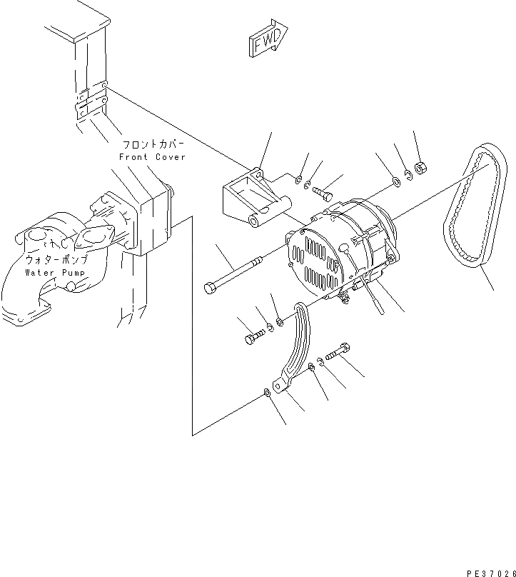 Схема запчастей Komatsu SA6D170E-2B - КРЕПЛЕНИЕ ГЕНЕРАТОРА (7A)(№7-) ДВИГАТЕЛЬ