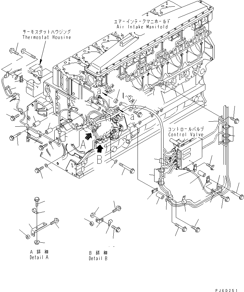 Схема запчастей Komatsu SA6D170E-3A-7 - УПРАВЛ-Е ПОДАЧ. ТОПЛИВА Э/ПРОВОДКА КРЕПЛЕНИЕ (/)(№-7) ДВИГАТЕЛЬ