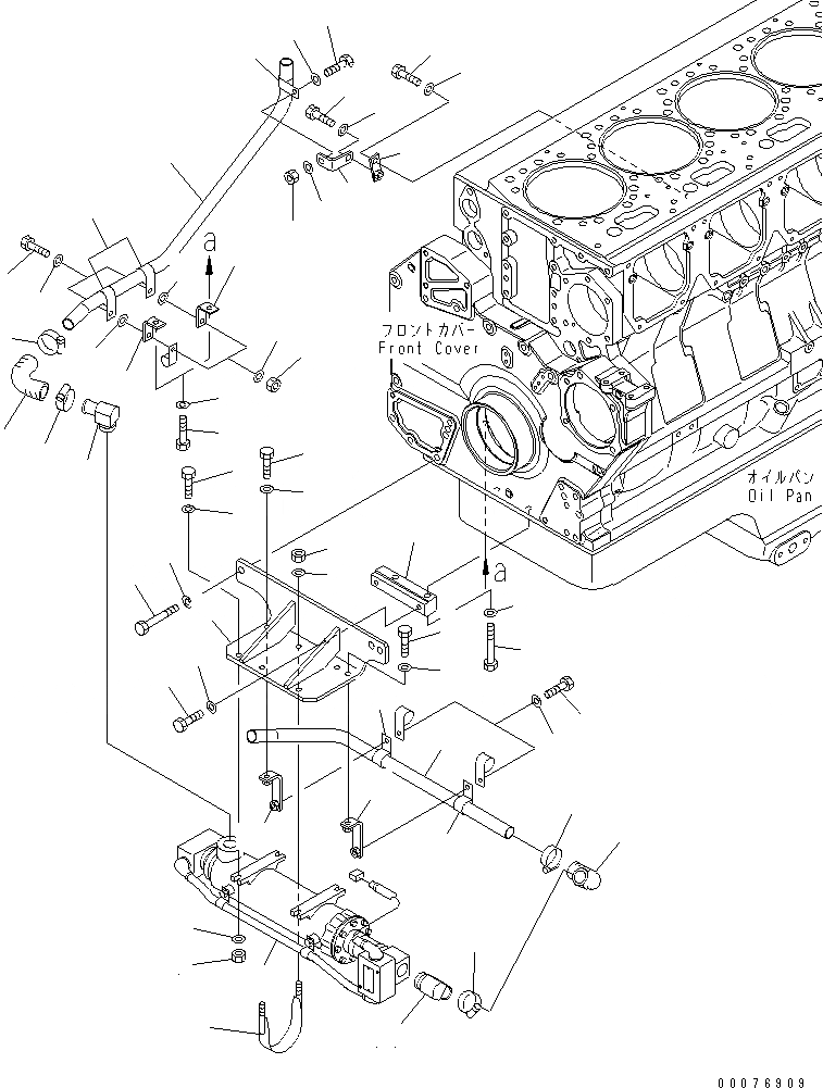 Схема запчастей Komatsu SA6D170E-3A-7 - ВОДЯНОЙ ПОДОГРЕВАТЕЛЬ И ТРУБЫ(№-) ДВИГАТЕЛЬ
