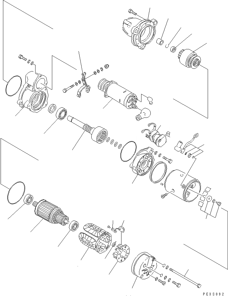 Схема запчастей Komatsu SA6D170E-2E-7W - СТАРТЕР (7.KW) (ВНУТР. ЧАСТИ)(№7-8) ДВИГАТЕЛЬ