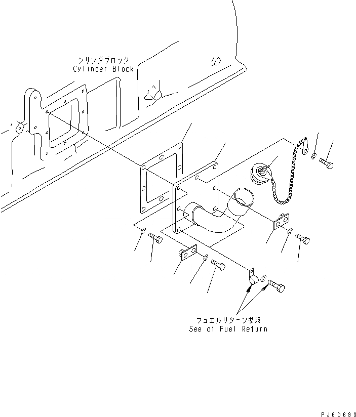 Схема запчастей Komatsu SA6D170E-2C-7 - МАСЛОНАЛИВНОЙ ПАТРУБОК(№89-) ДВИГАТЕЛЬ