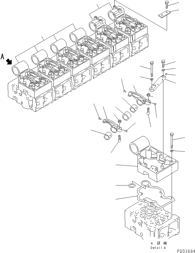 Схема запчастей Komatsu SA6D170E-2C-7 - КОРОМЫСЛО И КОЖУХ(№89-99) ДВИГАТЕЛЬ