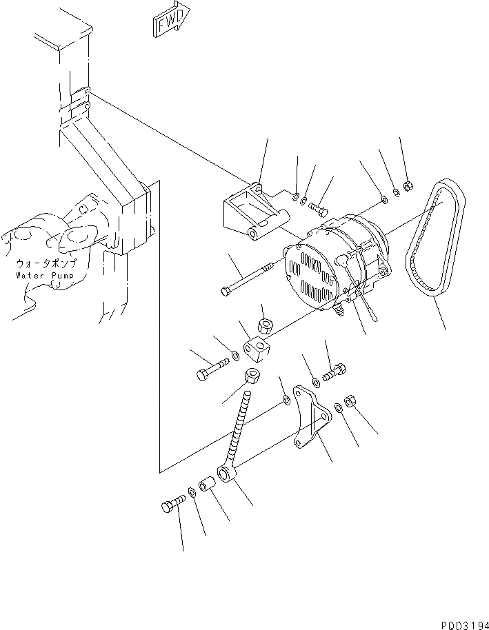 Схема запчастей Komatsu SA6D170E-2C-7 - КРЕПЛЕНИЕ ГЕНЕРАТОРА (7A)(№89-) ДВИГАТЕЛЬ