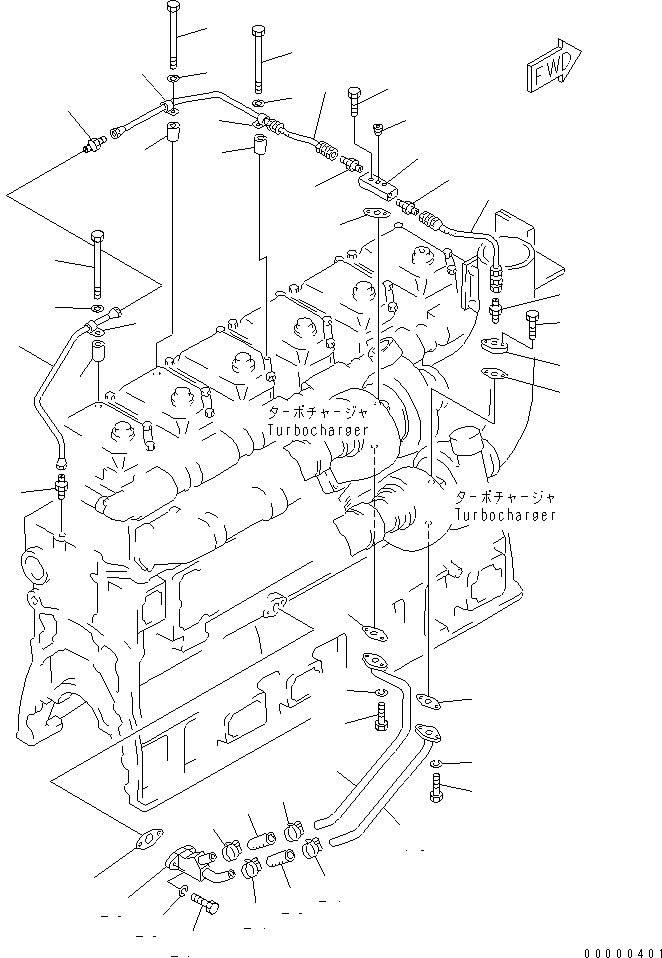 Схема запчастей Komatsu SA6D170-A-1T-7 - ЛИНИЯ СМАЗКИ ТУРБОНАГНЕТАТЕЛЯ(№-9) ДВИГАТЕЛЬ