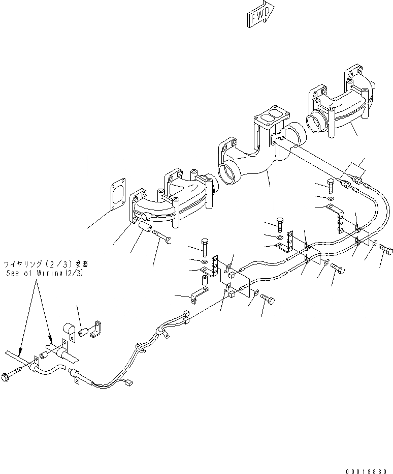Схема запчастей Komatsu SA6D170E-3A-7 - ВЫПУСКНОЙ КОЛЛЕКТОР(№8-) ДВИГАТЕЛЬ