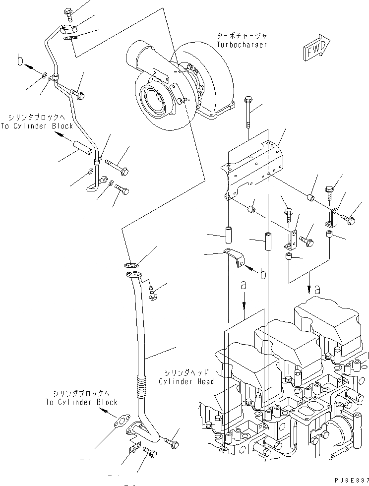 Схема запчастей Komatsu SA6D170E-3A-7 - МАСЛОПРОВОДЯЩИЕ ТРУБКИ ТУРБОНАГНЕТАТЕЛЯ (ВОДН. ОХЛАЖД-Е ТУРБОНАГНЕТАТЕЛЬ СПЕЦ-Я.)(№-) ДВИГАТЕЛЬ