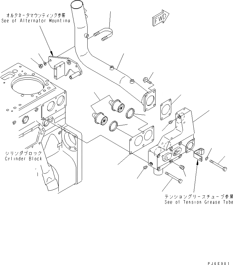 Схема запчастей Komatsu SA6D170E-3A-7 - ТЕРМОСТАТ (ВОДН. ОХЛАЖД-Е ТУРБОНАГНЕТАТЕЛЬ СПЕЦ-Я.)(№-) ДВИГАТЕЛЬ