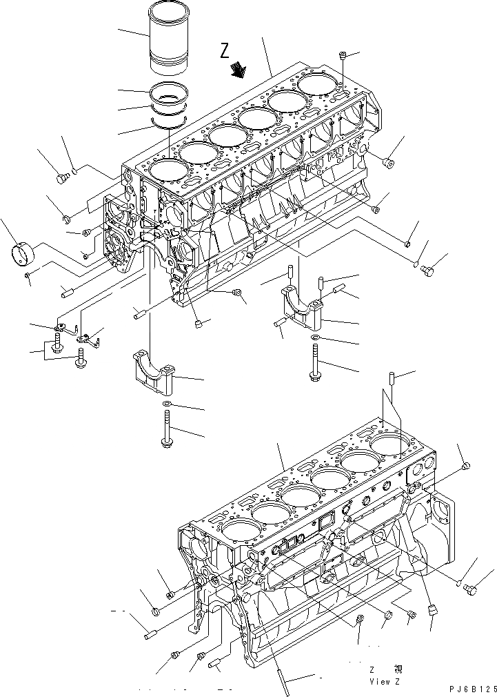 Схема запчастей Komatsu SA6D170E-3A-7 - БЛОК ЦИЛИНДРОВ ДВИГАТЕЛЬ