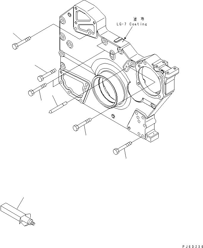 Схема запчастей Komatsu SA6D170E-3A-7 - ПЕРЕДН. КРЫШКАКРЕПЛЕНИЕ(№-) ДВИГАТЕЛЬ