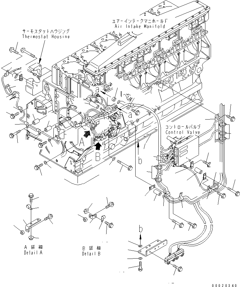Схема запчастей Komatsu SA6D170E-3A-7 - УПРАВЛ-Е ПОДАЧ. ТОПЛИВА Э/ПРОВОДКА КРЕПЛЕНИЕ (/)(№8-) ДВИГАТЕЛЬ