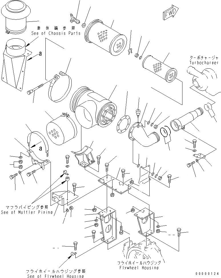 Схема запчастей Komatsu SA6D170-B-1F-7 - ВОЗДУХООЧИСТИТЕЛЬ И КРЕПЛЕНИЕ(№7-) ДВИГАТЕЛЬ