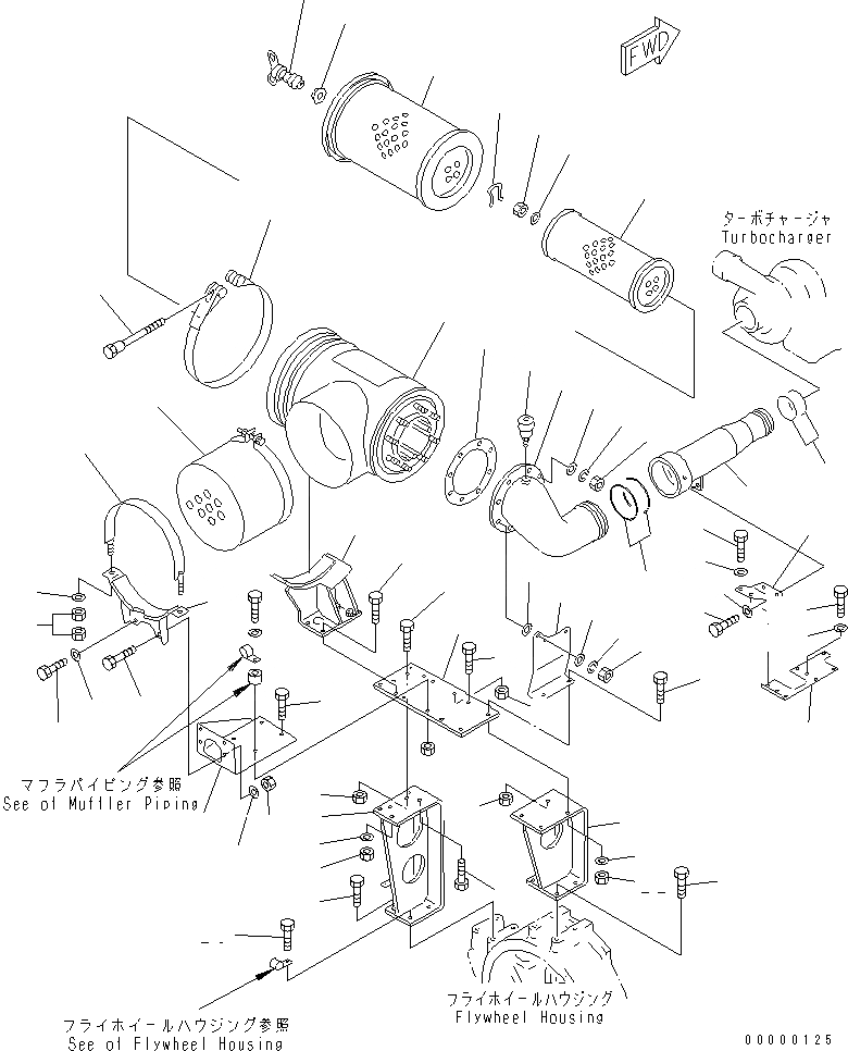 Схема запчастей Komatsu SA6D170-B-1F-7 - ВОЗДУХООЧИСТИТЕЛЬ И КРЕПЛЕНИЕ(№7-) ДВИГАТЕЛЬ