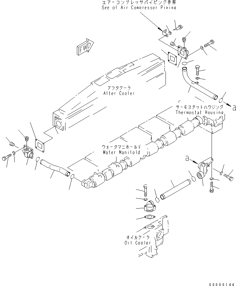 Схема запчастей Komatsu SA6D170-A-1Q-7 - ПОСЛЕОХЛАДИТЕЛЬ ВОДН. ГИДРОЛИНИЯ(№7-78) ДВИГАТЕЛЬ