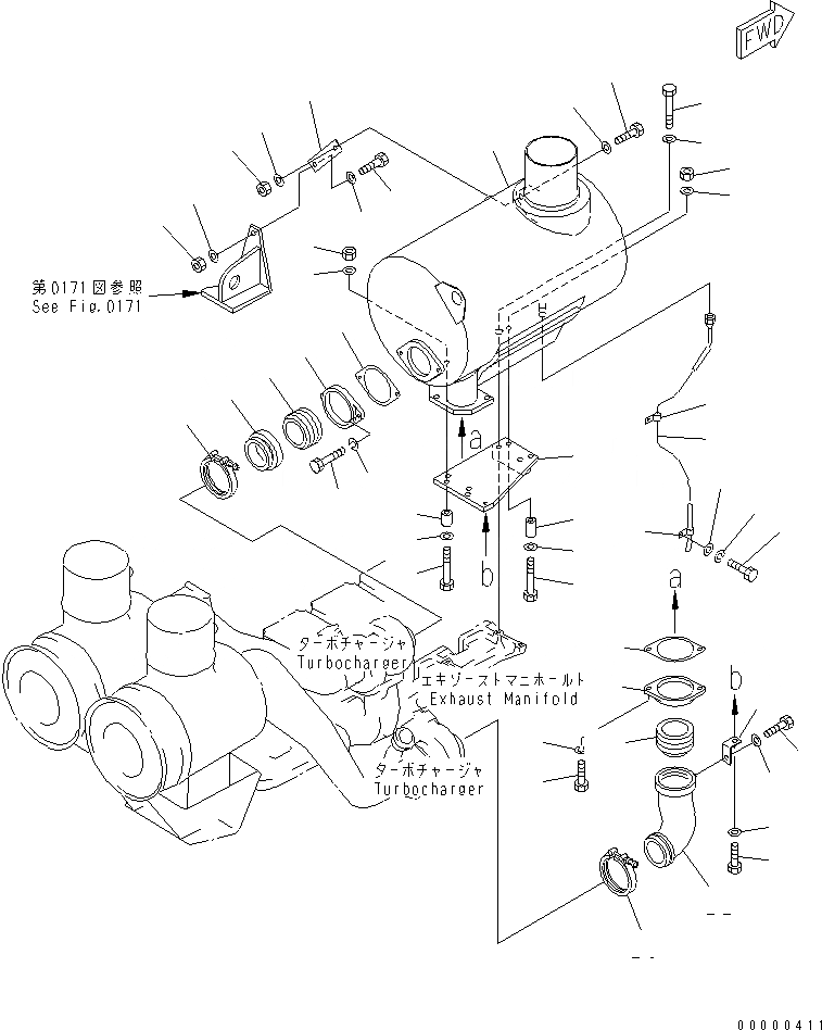 Схема запчастей Komatsu SA6D170-A-1Q-7 - КРЕПЛЕНИЕ ГЛУШИТЕЛЯ(№7-) ДВИГАТЕЛЬ