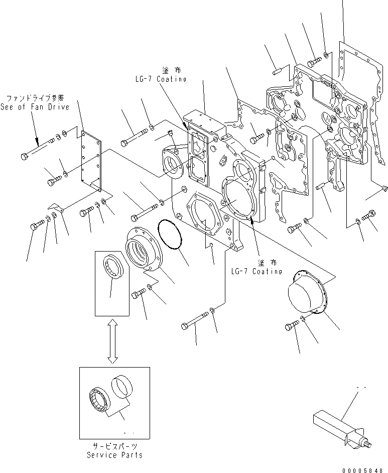 Схема запчастей Komatsu SA6D170-A-1Q-7 - КОРПУС ШЕСТЕРЕНН. ПЕРЕДАЧИ И ПЕРЕДН. КРЫШКА(МЕХАНИЧЕСКИЙ НАСОС СПЕЦ-Я.)(№7-79) ДВИГАТЕЛЬ