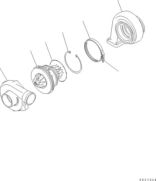 Схема запчастей Komatsu SA6D95L-1J - ТУРБОНАГНЕТАТЕЛЬ (ВНУТР. ЧАСТИ)(№98-) ДВИГАТЕЛЬ