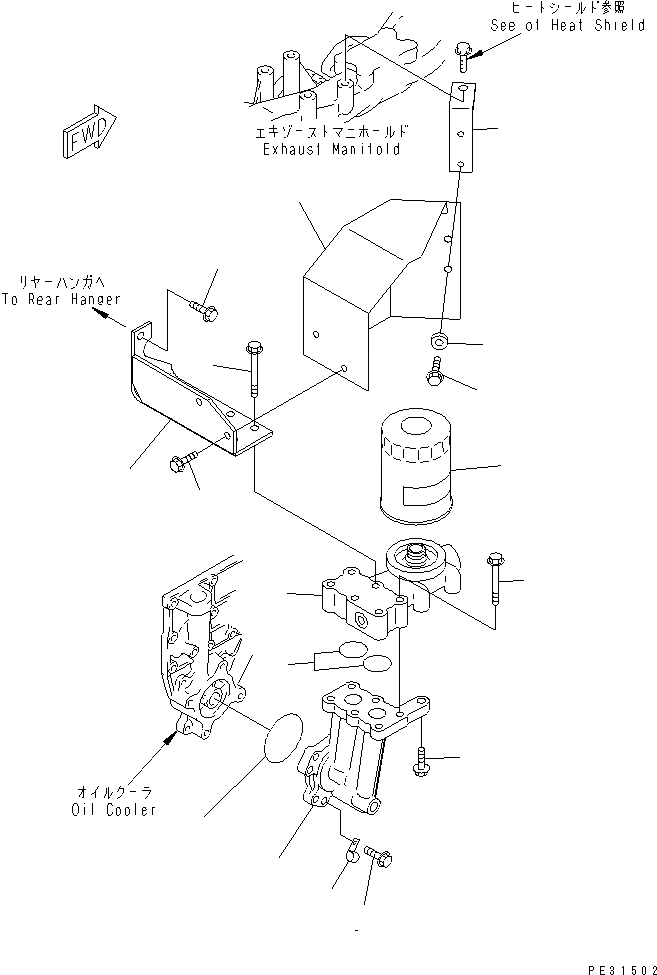Схема запчастей Komatsu SA6D95L-1J-C - МАСЛ. ФИЛЬТР (С ПРОХОДНОЙ ФИЛЬТР)(№87-97) ДВИГАТЕЛЬ