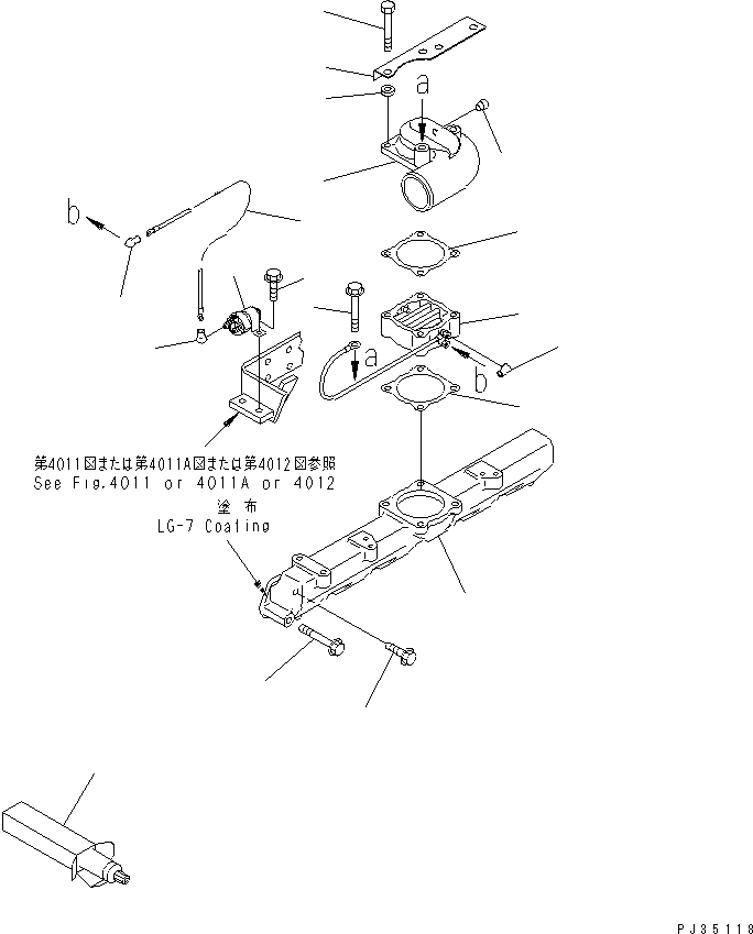 Схема запчастей Komatsu SA6D95L-1C-C - ТРУБОПРОВОД ВПУСКА ВОЗДУХА И СОЕДИН-Е ГОЛОВКА ЦИЛИНДРОВ