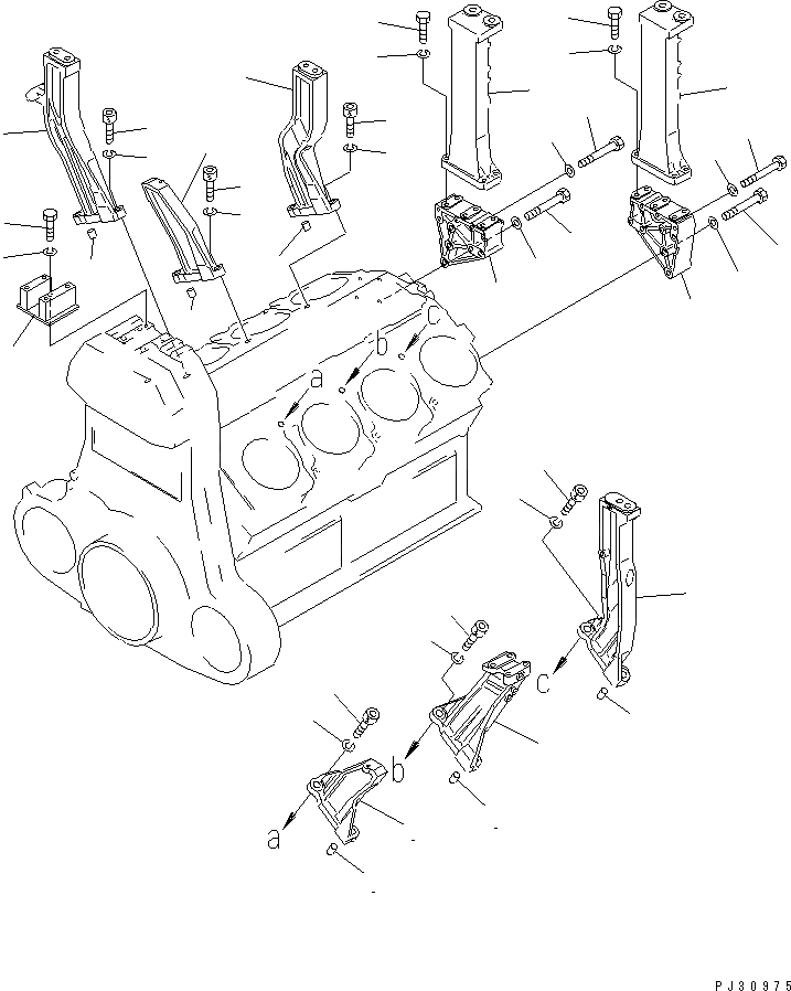 Схема запчастей Komatsu SA8V170-1A - ВОЗДУХООЧИСТИТЕЛЬ И ГЛУШИТЕЛЬ СУППОРТ БЛОК ЦИЛИНДРОВ