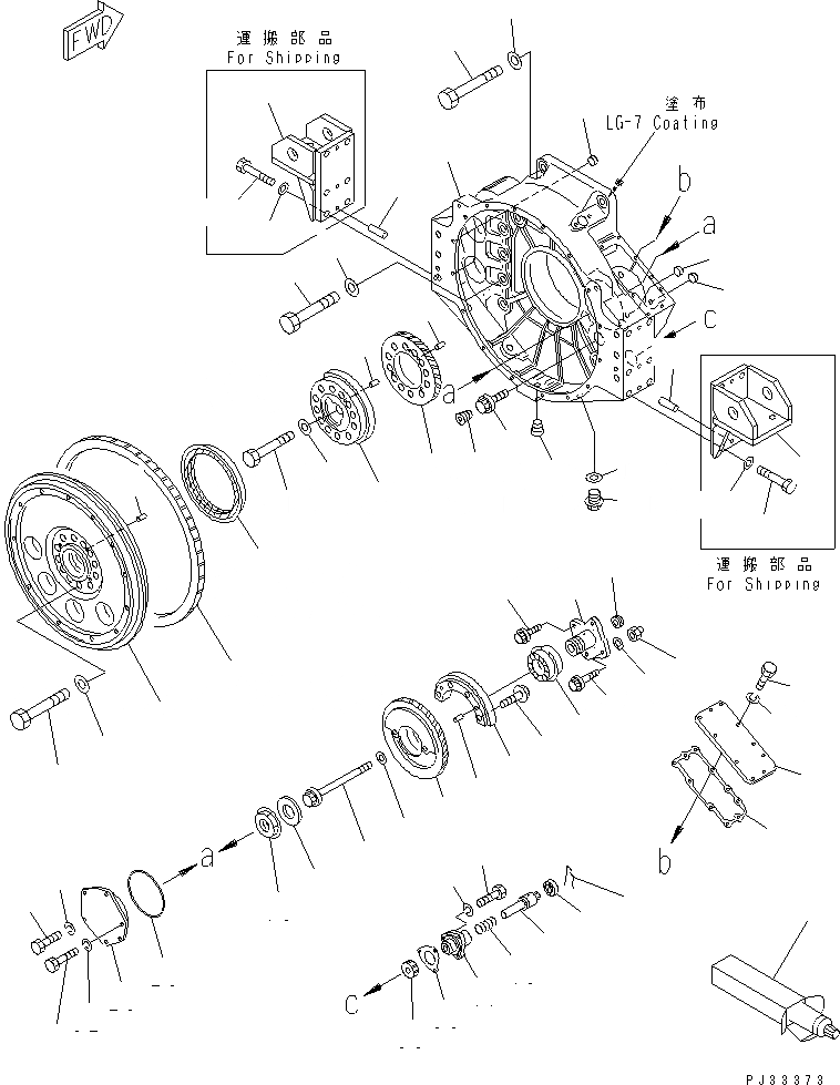 Схема запчастей Komatsu SA8V170-1C - МАХОВИК И КАРТЕР МАХОВИКА(№-) БЛОК ЦИЛИНДРОВ