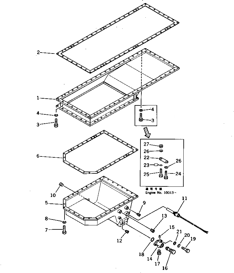 Схема запчастей Komatsu SA8V170-1B - МАСЛЯНЫЙ ПОДДОН (-ЯC ХОЛОДН. WATHER СПЕЦ-Я.) БЛОК ЦИЛИНДРОВ