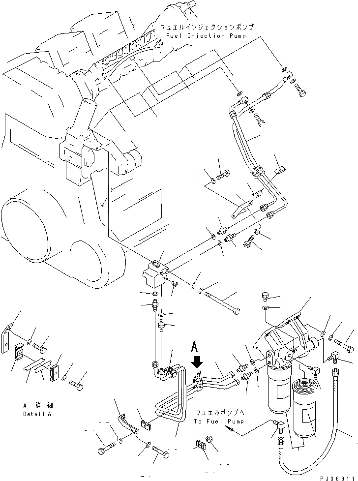 Схема запчастей Komatsu SA8V170-1B - ТОПЛИВН. ФИЛЬТР. И ТРУБЫ(№-) ТОПЛИВН. СИСТЕМА
