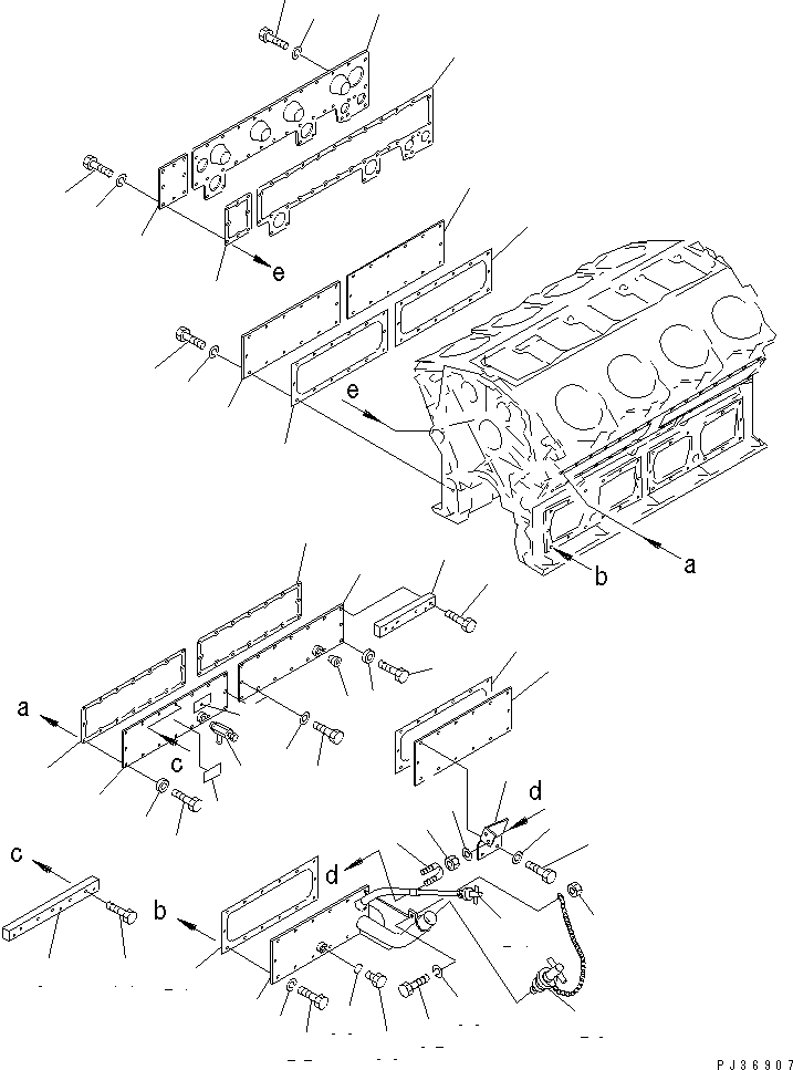 Схема запчастей Komatsu SA8V170-1B - БЛОК ЦИЛИНДРОВ COVER(№-) БЛОК ЦИЛИНДРОВ