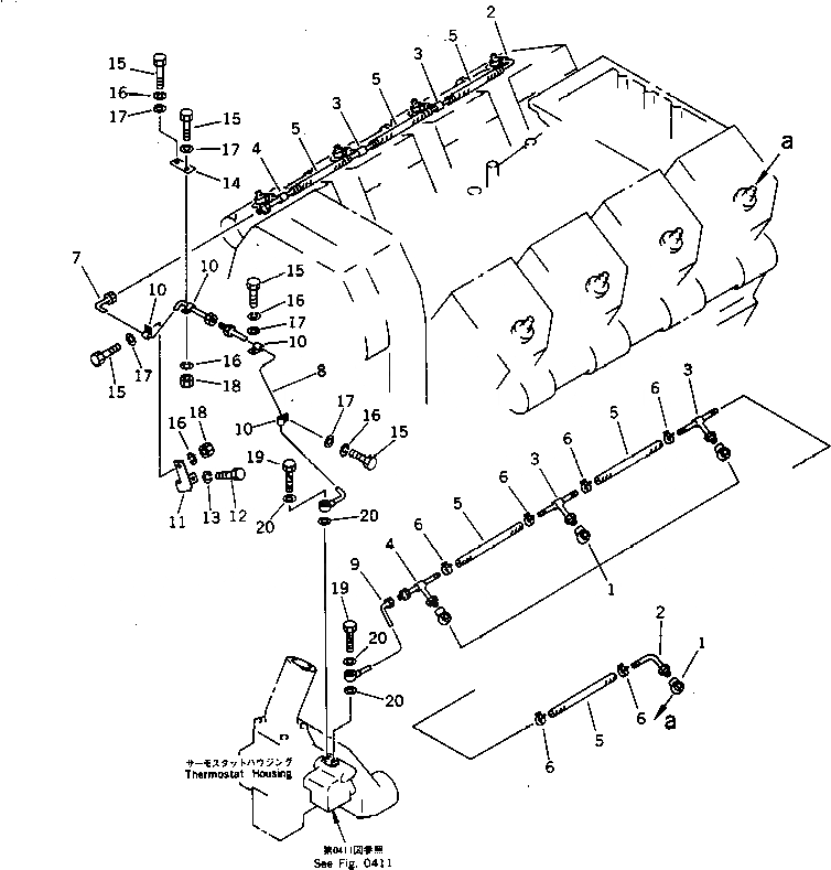 Схема запчастей Komatsu SA8V170-1B - ВОЗВРАТ ТОПЛИВА ТРУБЫ(№8-) ТОПЛИВН. СИСТЕМА