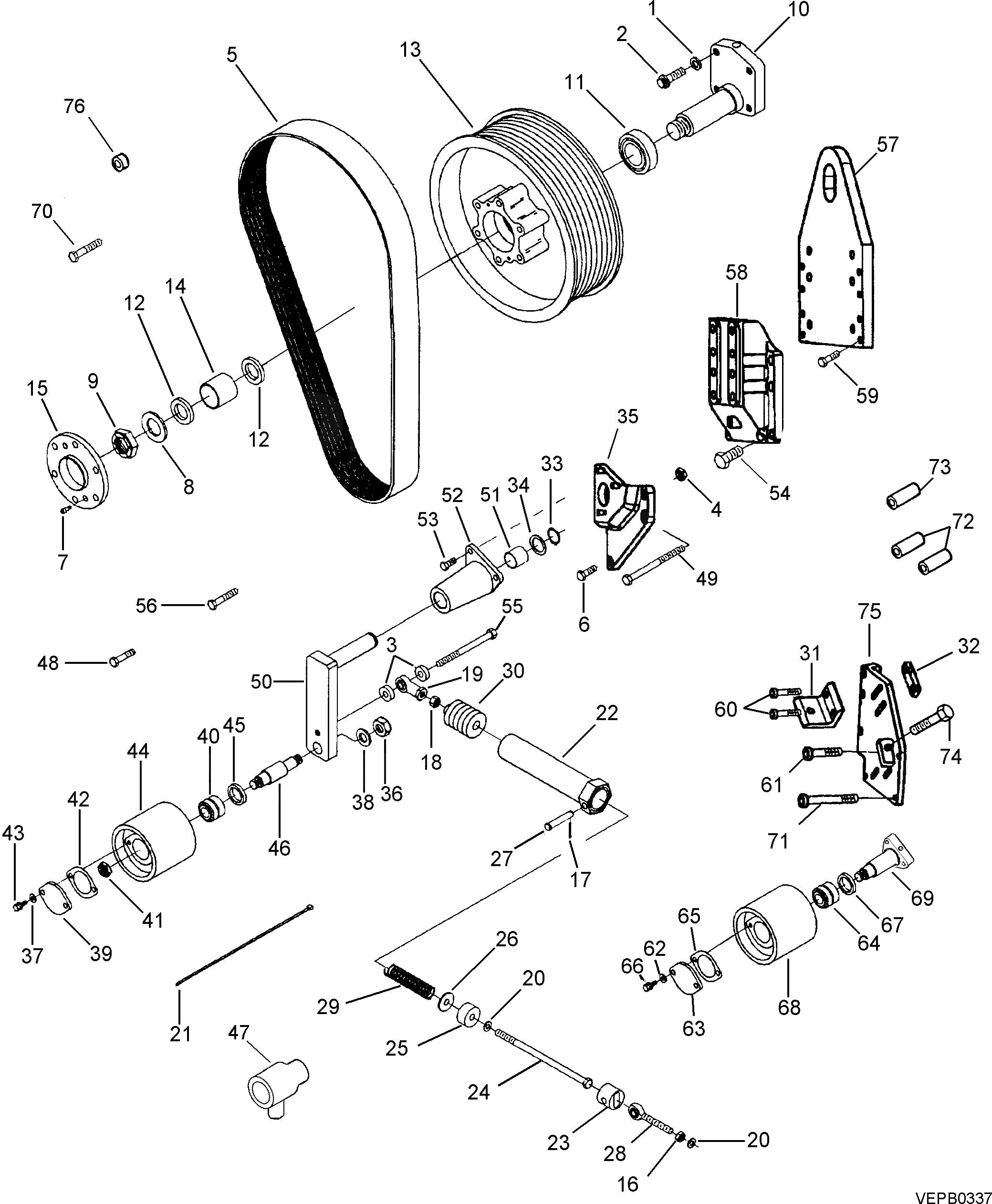 Схема запчастей Komatsu SAA12V140Z-E2-90 - ПРИВОД ВЕНТИЛЯТОРА ДВИГАТЕЛЬ