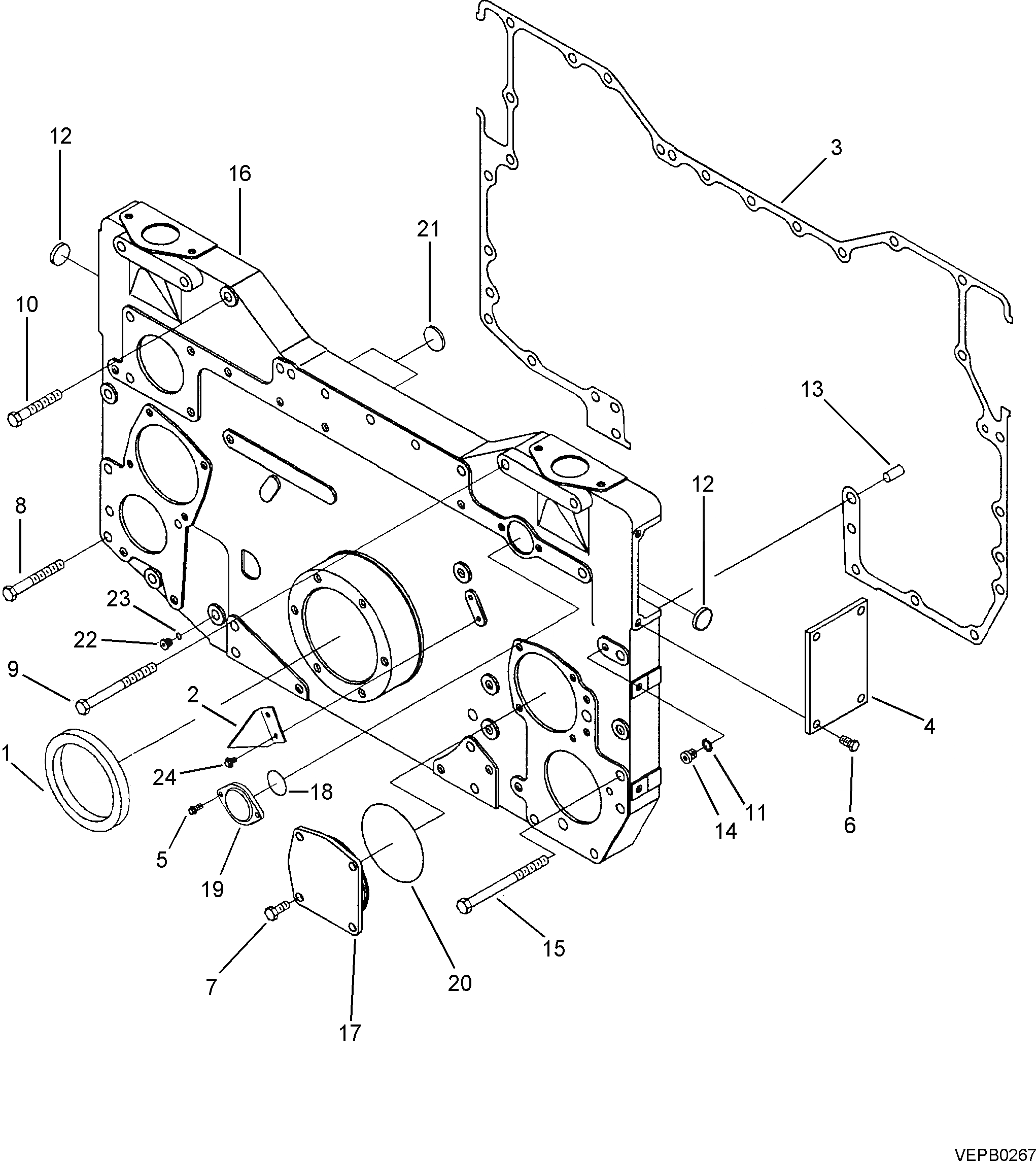 Схема запчастей Komatsu SAA12V140Z-E2-80 - ПЕРЕДН. ПРИВОД COVER ДВИГАТЕЛЬ