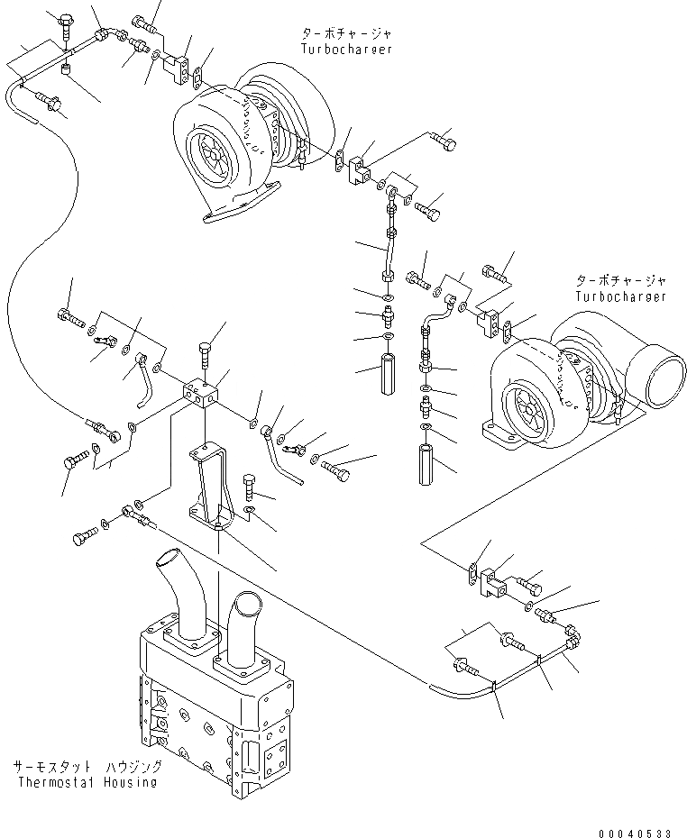Схема запчастей Komatsu SAA12V140E-3A - ТУРБОНАГНЕТАТЕЛЬ ВОДН. ГИДРОЛИНИЯ ДВИГАТЕЛЬ