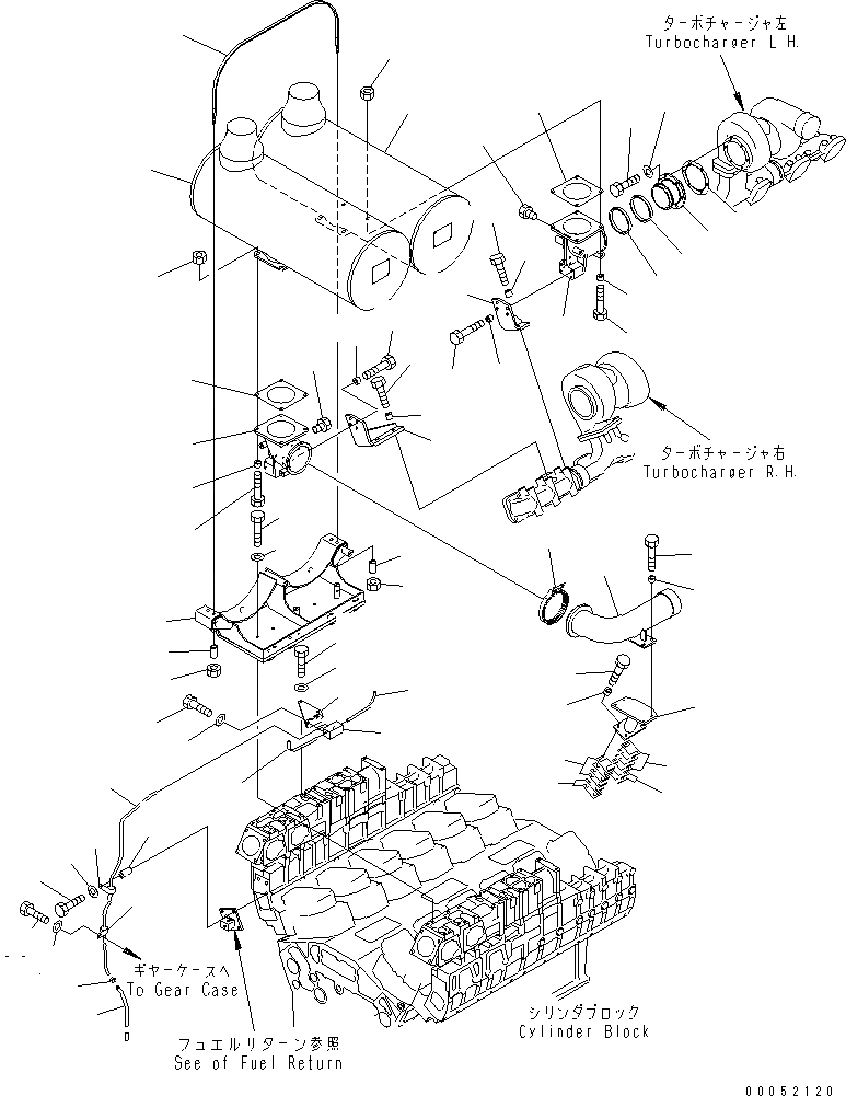 Схема запчастей Komatsu SAA12V140E-3A - ГЛУШИТЕЛЬ(№-) ДВИГАТЕЛЬ
