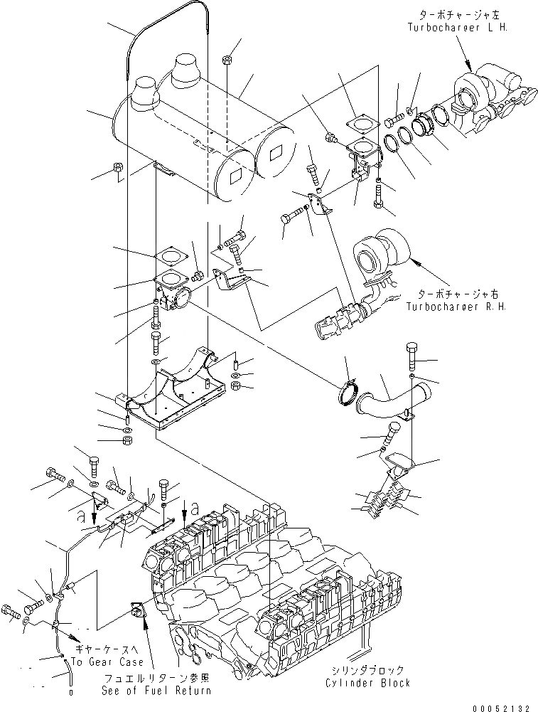 Схема запчастей Komatsu SAA12V140E-3A - ГЛУШИТЕЛЬ(№-) ДВИГАТЕЛЬ