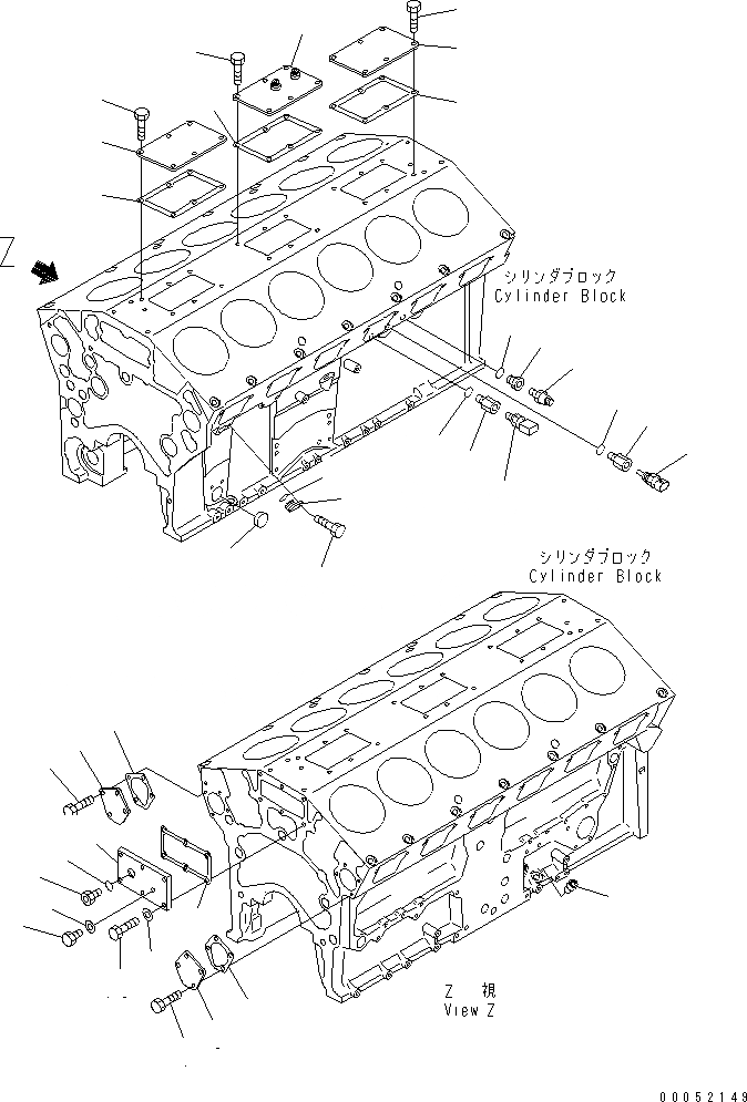 Схема запчастей Komatsu SAA12V140E-3A - ЭЛЕМЕНТЫ БЛОКА ЦИЛИНДРОВ (МАСЛ. ДАТЧИК¤ ПЕРЕКЛЮЧАТЕЛЬ И ВОДН. ЛИНИЯ ЗАГЛУШКА) ДВИГАТЕЛЬ