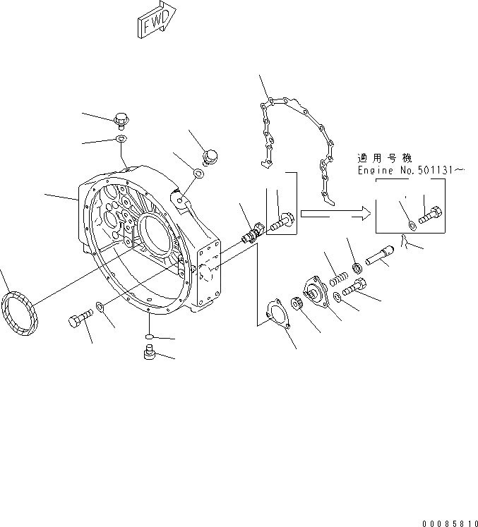Схема запчастей Komatsu SAA12V140E-3A - КАРТЕР МАХОВИКА (С BARING И ДАТЧИК ВРАЩЕНИЯ) ДВИГАТЕЛЬ