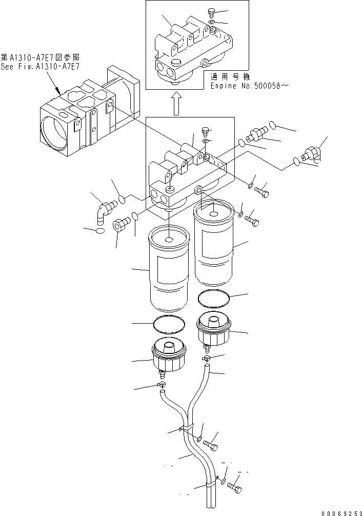 Схема запчастей Komatsu SAA12V140E-3A - PRE ФИЛЬТР. И ТРУБЫ ДВИГАТЕЛЬ