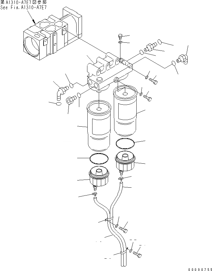 Схема запчастей Komatsu SAA12V140E-3A - PRE ФИЛЬТР. И ТРУБЫ (ДЛЯ СТРАН ЕС)(№7-) ДВИГАТЕЛЬ
