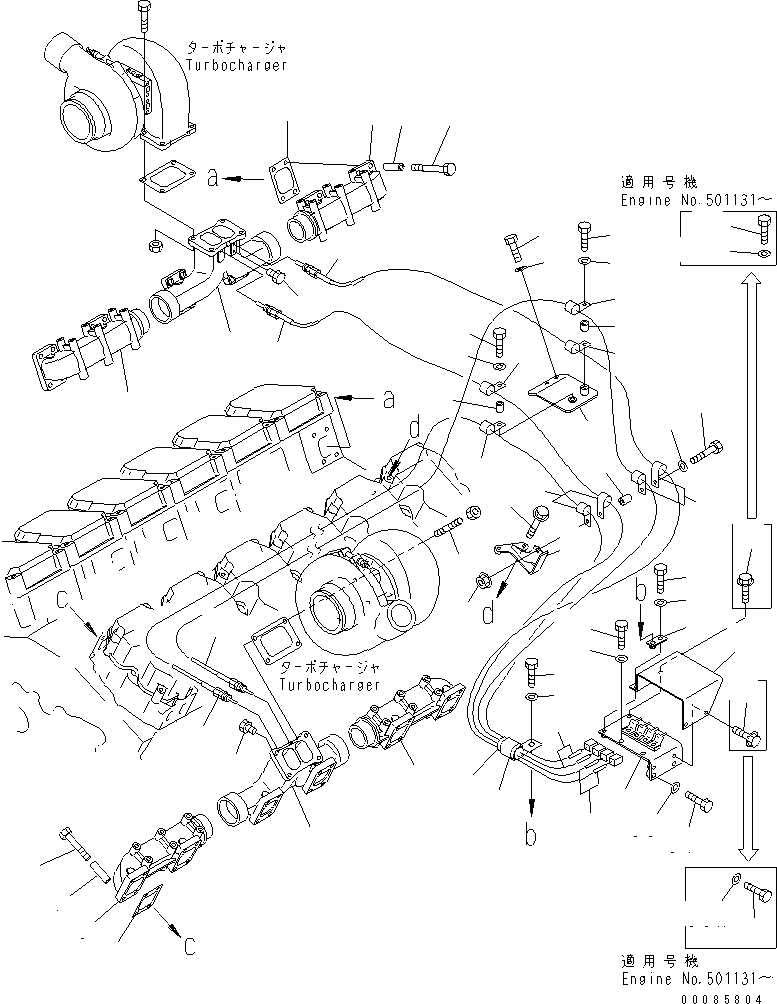 Схема запчастей Komatsu SAA12V140E-3B-02 - ВЫПУСКНОЙ КОЛЛЕКТОР (С ДАТЧИК ТЕМПЕР. ВЫХЛ. ГАЗОВ)(№88-) ДВИГАТЕЛЬ