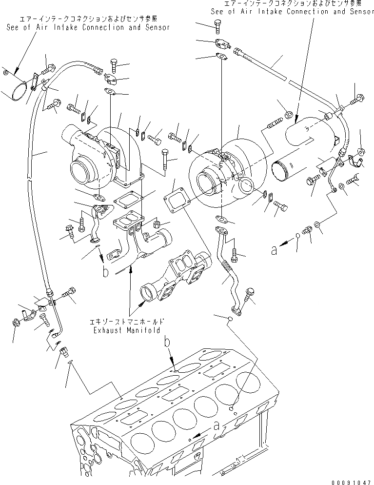 Схема запчастей Komatsu SAA12V140E-3B-02 - ТУРБОНАГНЕТАТЕЛЬ И СИСТЕМА СМАЗКИ МАСЛОПРОВОДЯЩАЯ ЛИНИЯ (HI-ALTITUDE ARRANGE . PASCUA)(№-) ДВИГАТЕЛЬ